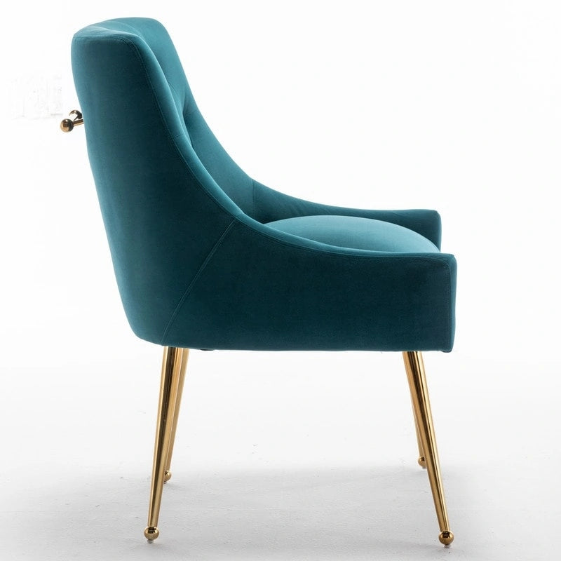 SEYNAR Modern Velvet Dining Chairs Set of 4, Upholstered Accent Chair Tufted Back Armless Chair with Back Pull