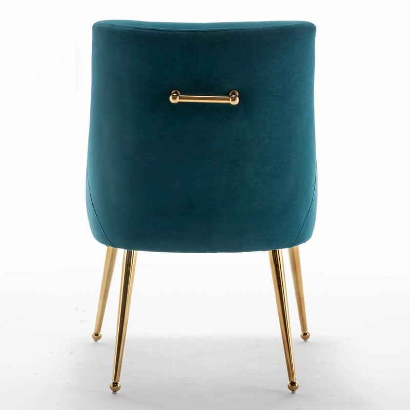 SEYNAR Modern Velvet Dining Chairs Set of 4, Upholstered Accent Chair Tufted Back Armless Chair with Back Pull