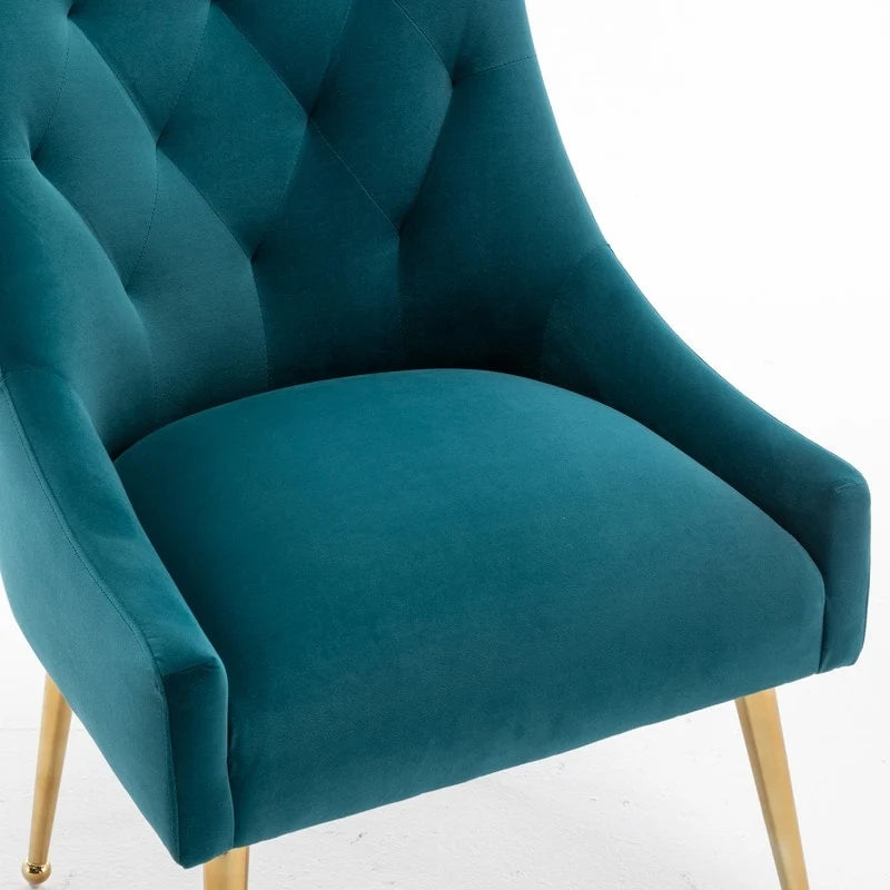 SEYNAR Modern Velvet Dining Chairs Set of 4, Upholstered Accent Chair Tufted Back Armless Chair with Back Pull