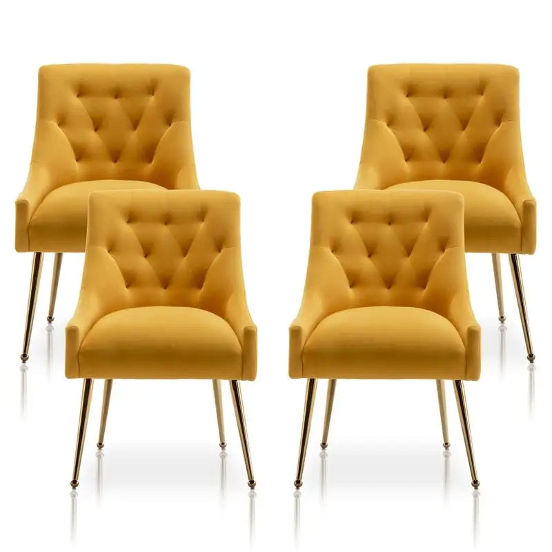 SEYNAR Modern Velvet Dining Chairs Set of 4, Upholstered Accent Chair Tufted Back Armless Chair with Back Pull