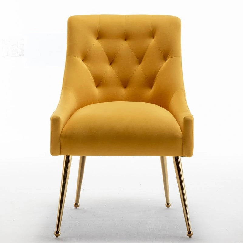 SEYNAR Modern Velvet Dining Chairs Set of 4, Upholstered Accent Chair Tufted Back Armless Chair with Back Pull