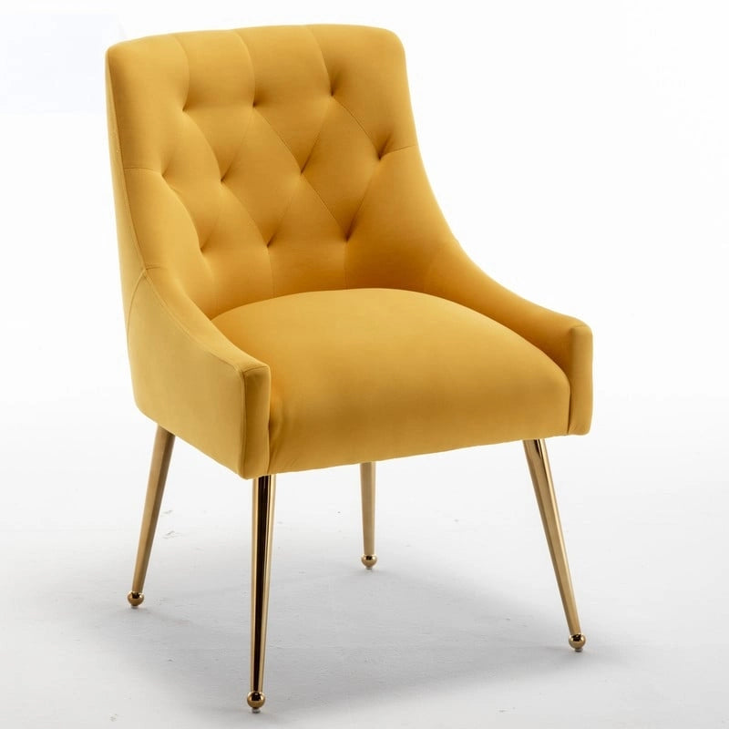 SEYNAR Modern Velvet Dining Chairs Set of 4, Upholstered Accent Chair Tufted Back Armless Chair with Back Pull
