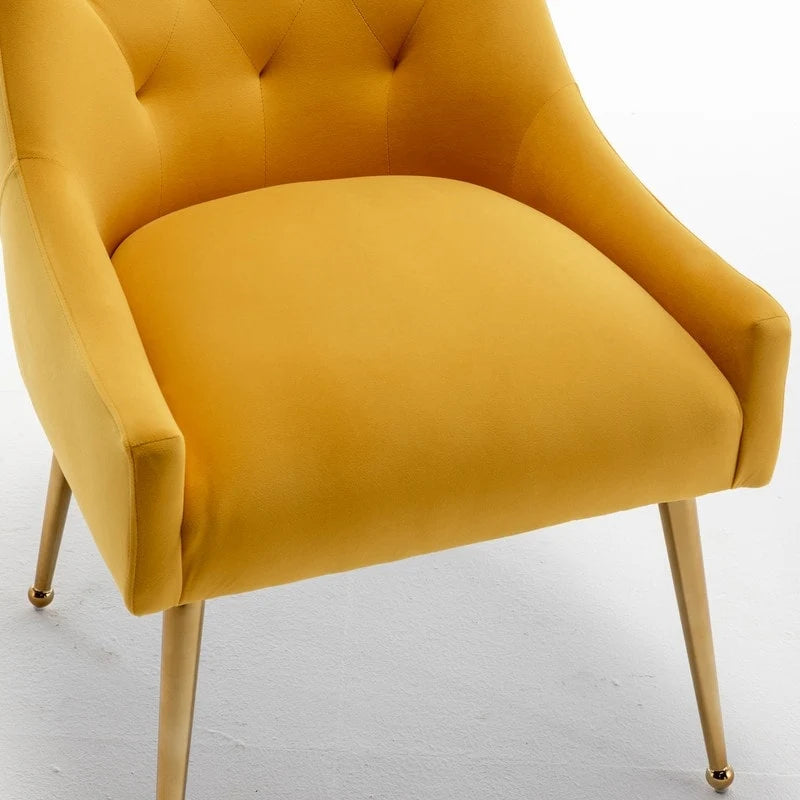 SEYNAR Modern Velvet Dining Chairs Set of 4, Upholstered Accent Chair Tufted Back Armless Chair with Back Pull