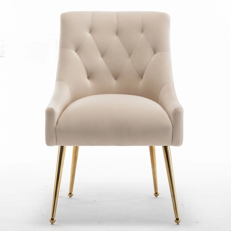 SEYNAR Modern Velvet Dining Chairs Set of 4, Upholstered Accent Chair Tufted Back Armless Chair with Back Pull