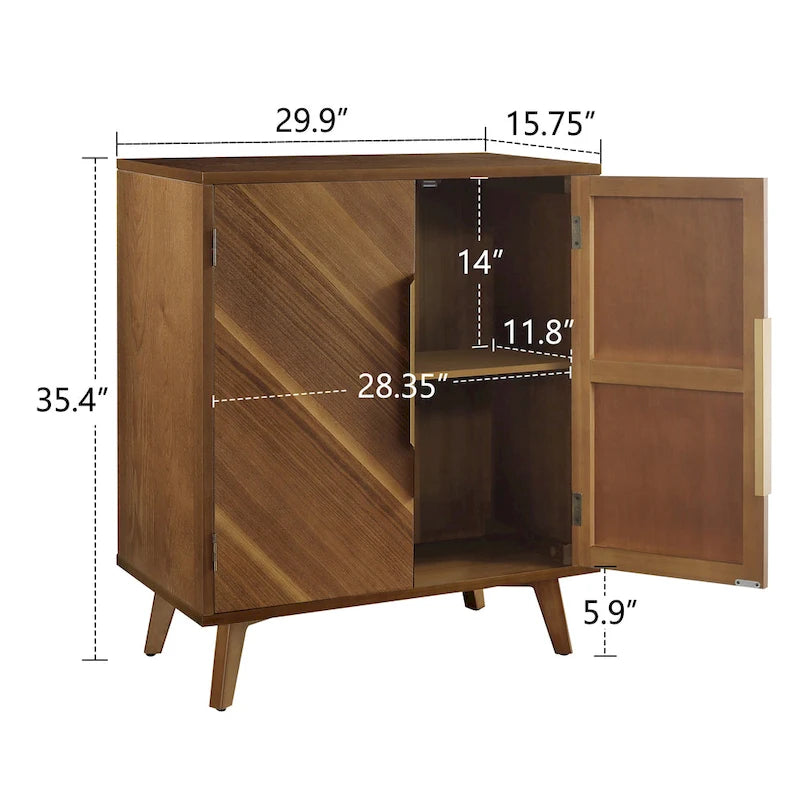 Art Leon Handcrafted Wood Sideboard with 2 Doors