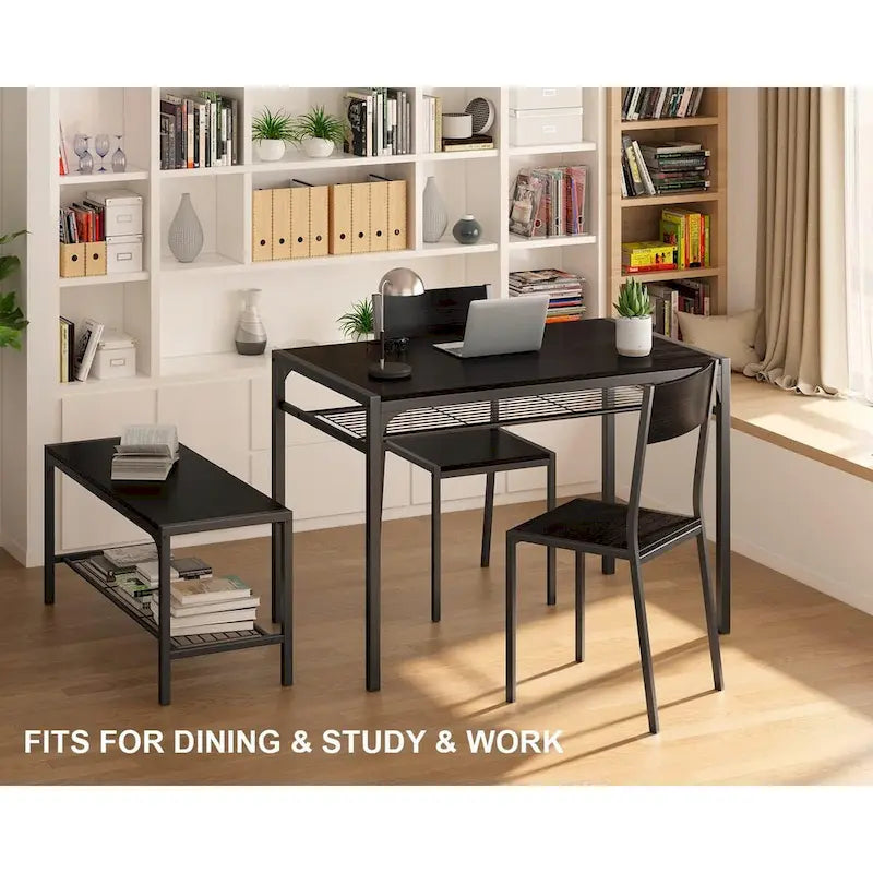 Set da 4 Pezzi Tavolo da Cucina con 2 Sedie e Panca per Piccoli Spazi