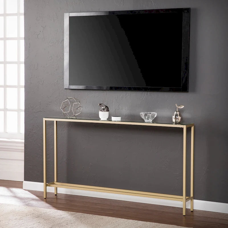 Tavolino Consolle Lungo Stretto con Specchio Superiore SEI Furniture Ham