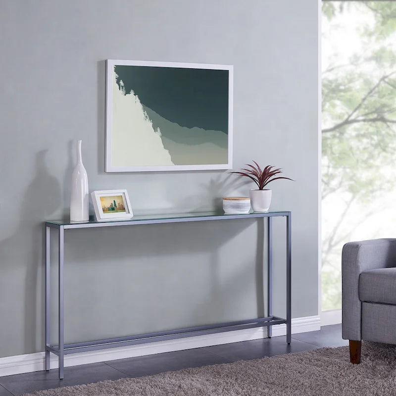 Tavolino Consolle Lungo Stretto con Specchio Superiore SEI Furniture Ham