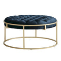 Pouf rotondo trapuntato in velluto Perdita con finitura oro di iNSPIRE Q Bold