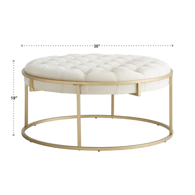 Pouf rotondo trapuntato in velluto Perdita con finitura oro di iNSPIRE Q Bold
