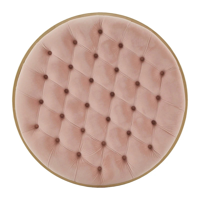 Pouf rotondo trapuntato in velluto Perdita con finitura oro di iNSPIRE Q Bold