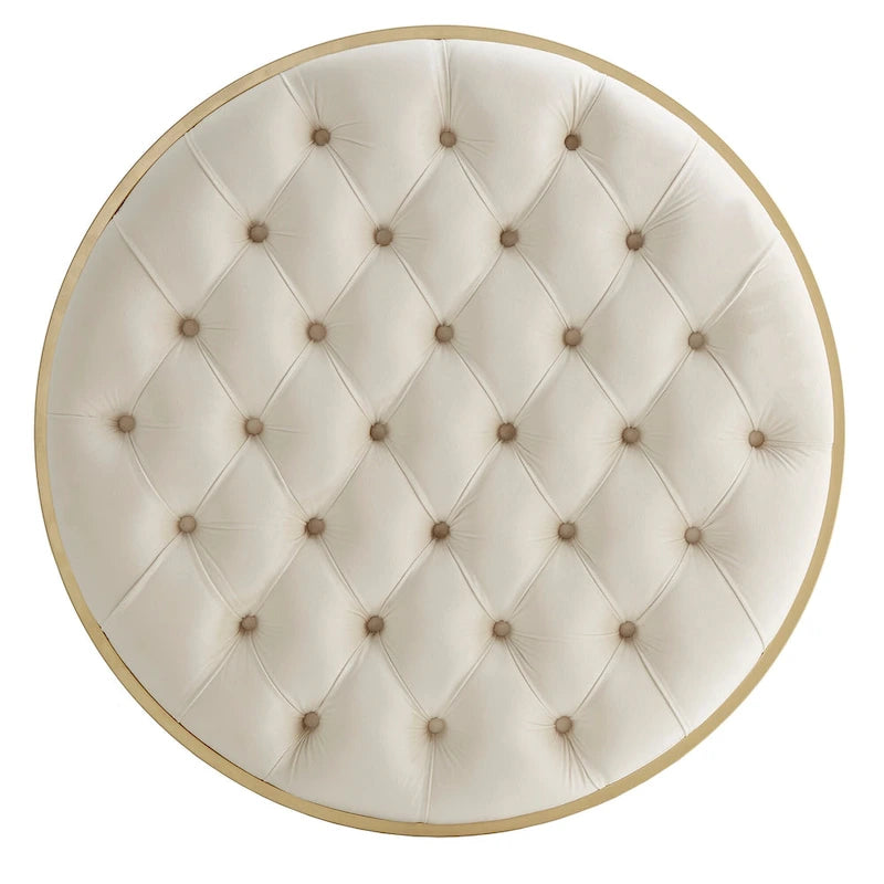 Pouf rotondo trapuntato in velluto Perdita con finitura oro di iNSPIRE Q Bold