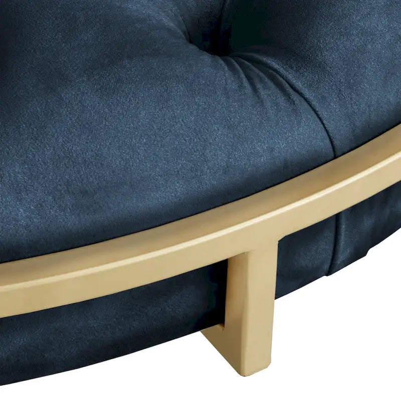 Pouf rotondo trapuntato in velluto Perdita con finitura oro di iNSPIRE Q Bold