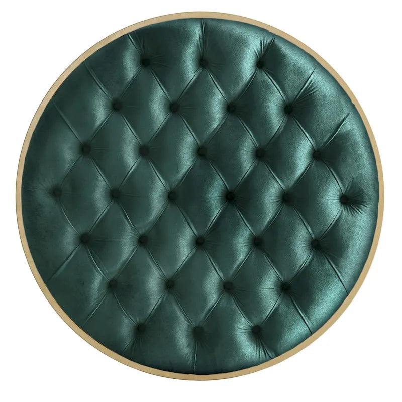 Pouf rotondo trapuntato in velluto Perdita con finitura oro di iNSPIRE Q Bold