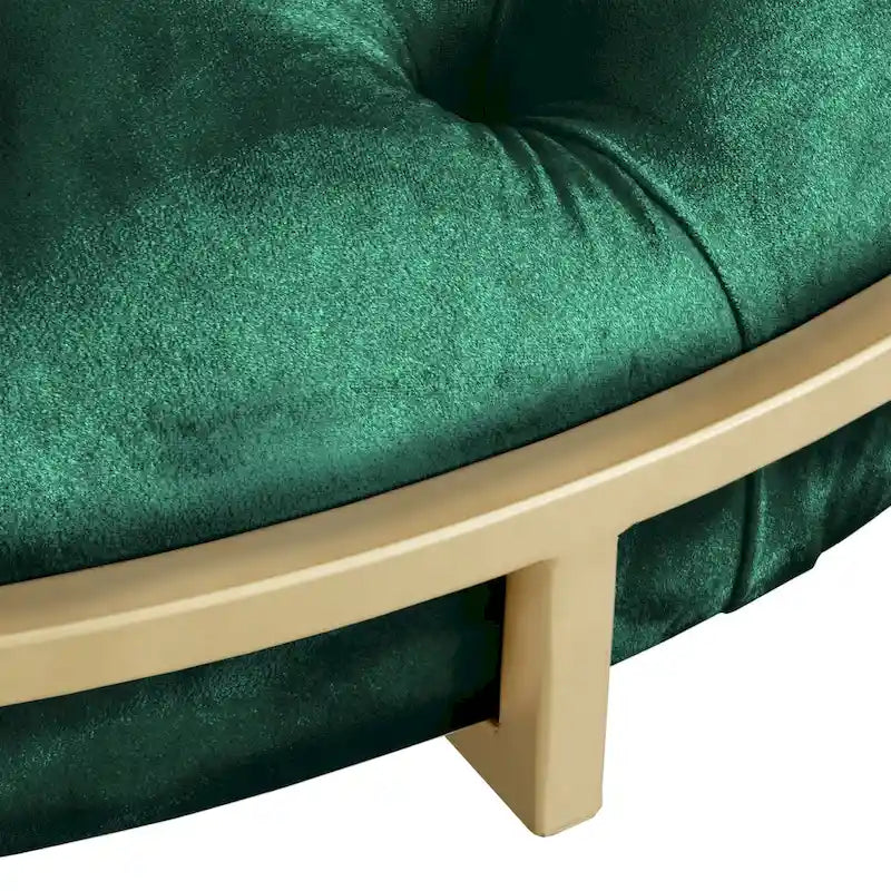 Pouf rotondo trapuntato in velluto Perdita con finitura oro di iNSPIRE Q Bold