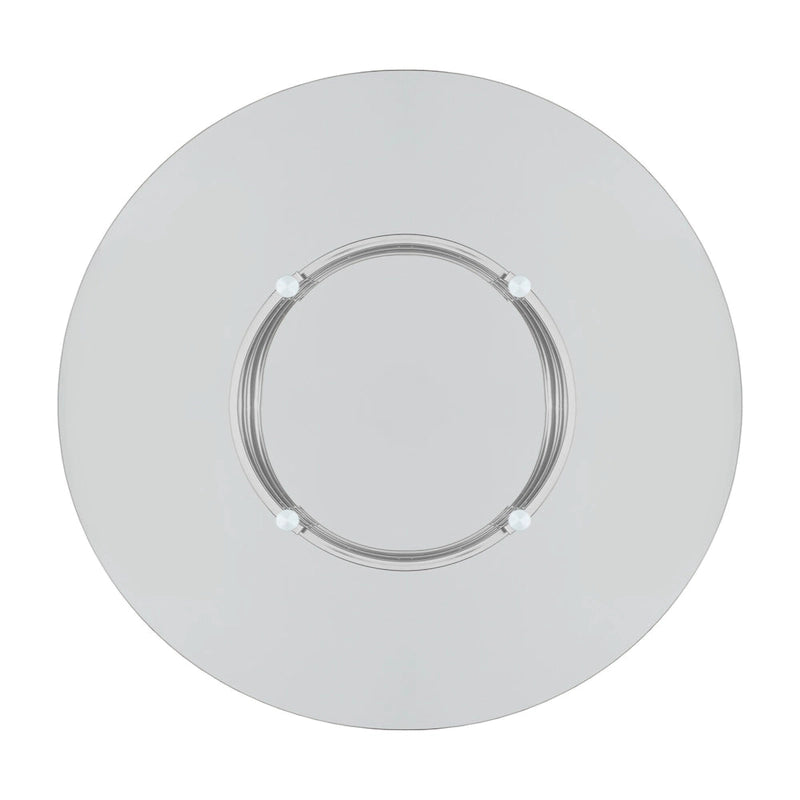 Tavolo da altezza bancone Nova con piano rotondo in vetro e base in ferro Vortex di iNSPIRE Q Bold