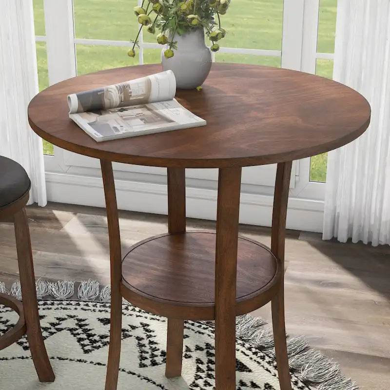 Set da pranzo Irvi a 3 pezzi in legno di gomma tradizionale, altezza bancone, di Furniture of America