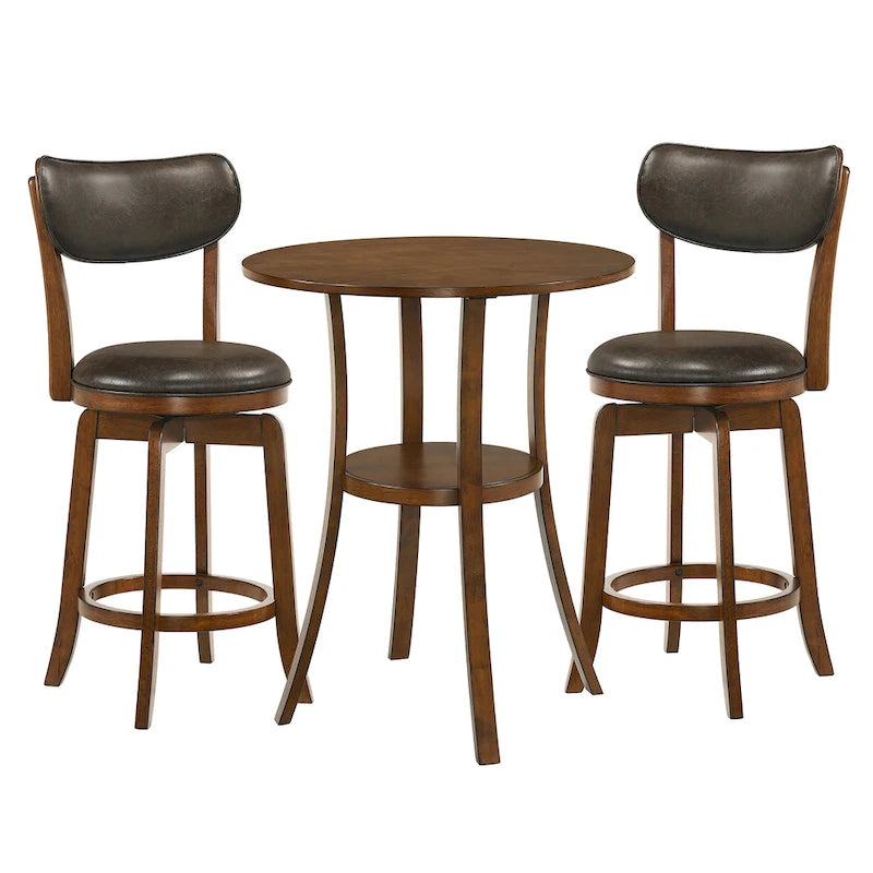 Set da pranzo Irvi a 3 pezzi in legno di gomma tradizionale, altezza bancone, di Furniture of America