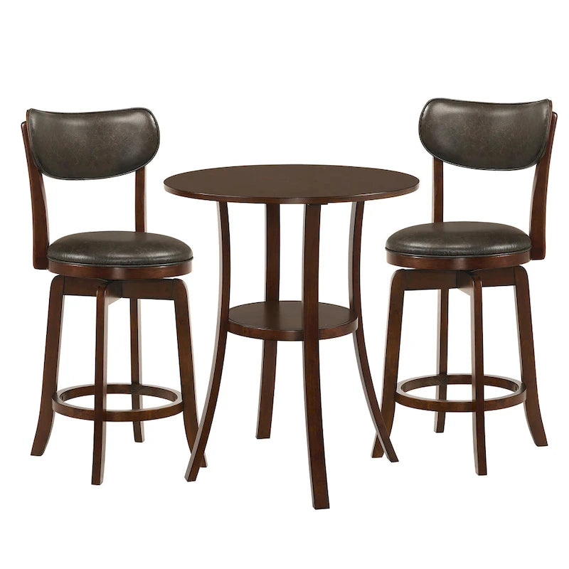 Set da pranzo Irvi a 3 pezzi in legno di gomma tradizionale, altezza bancone, di Furniture of America