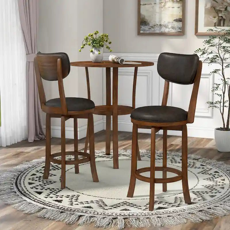 Set da pranzo Irvi a 3 pezzi in legno di gomma tradizionale, altezza bancone, di Furniture of America