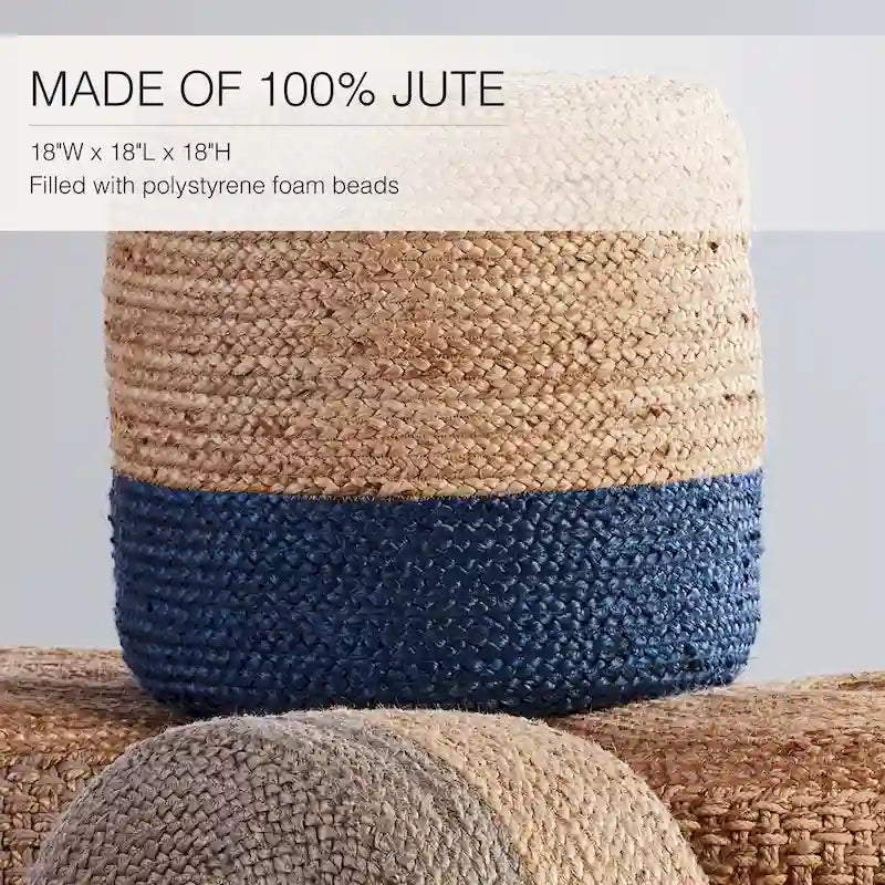 Juniper Home Saba Pouf rotondo sfumato in juta ottomano/poggiapiedi