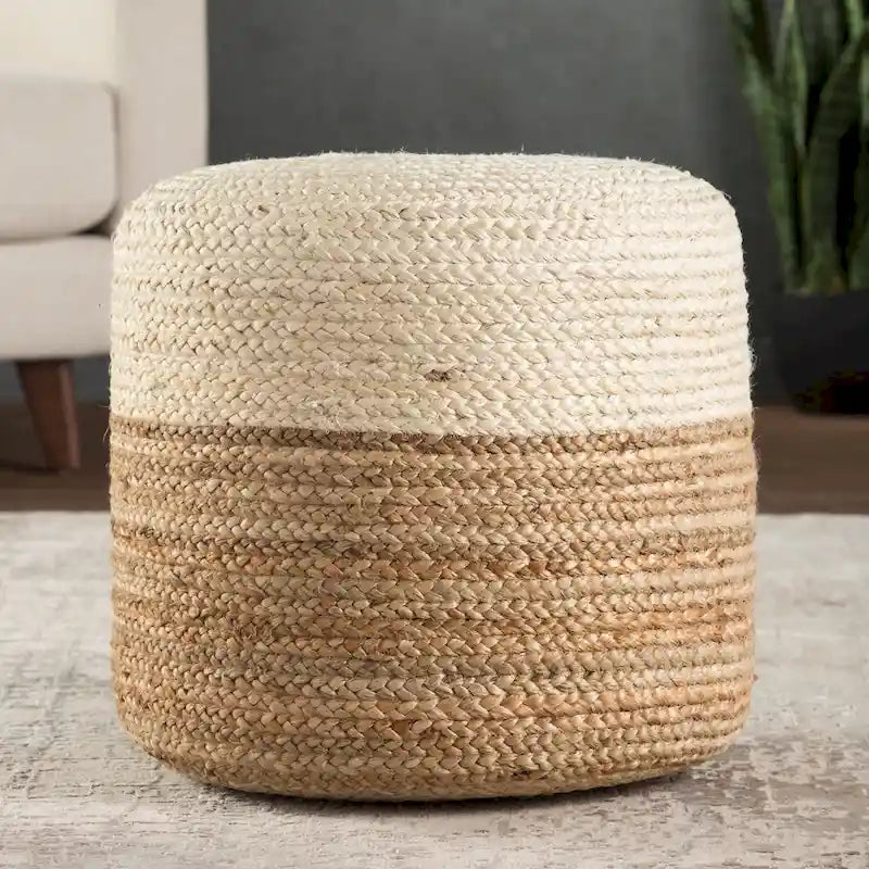 Juniper Home Saba Pouf rotondo sfumato in juta ottomano/poggiapiedi