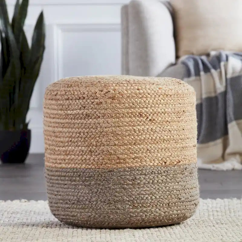 Juniper Home Saba Pouf rotondo sfumato in juta ottomano/poggiapiedi