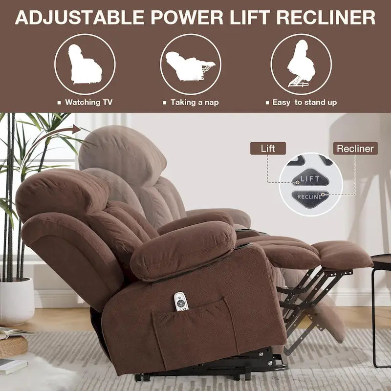 Poltrone reclinabili Power Lift, calore e massaggio, porta USB, telecomando