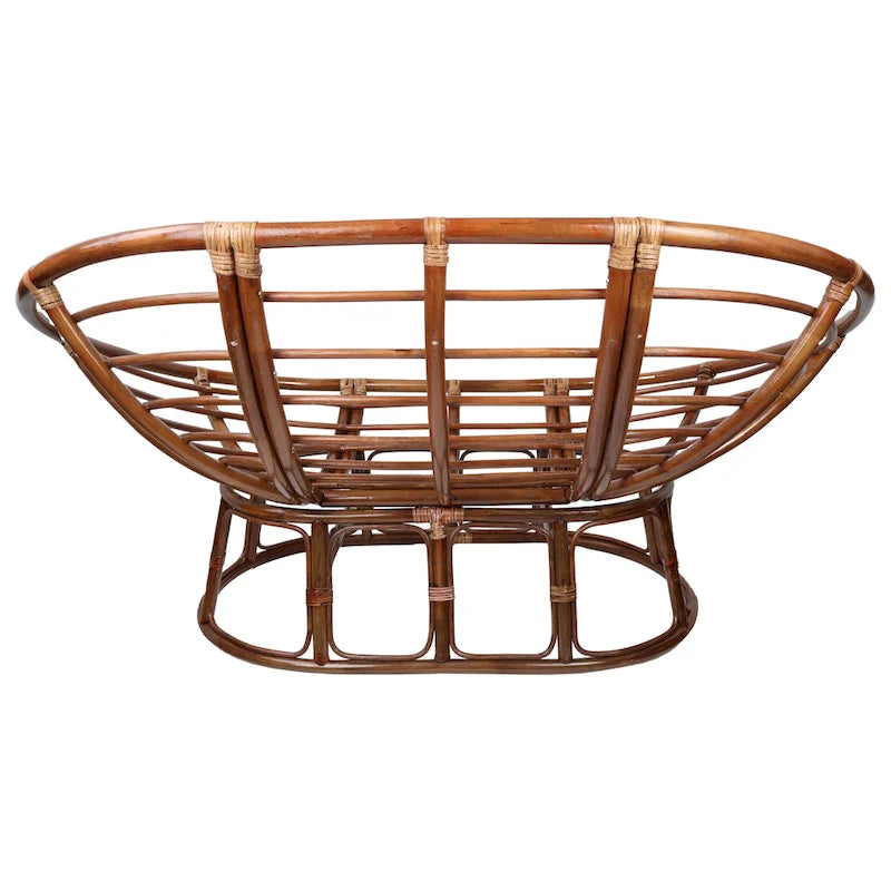 Bali Rattan Double Papasan Chair with Solid All-Weather Cushion
