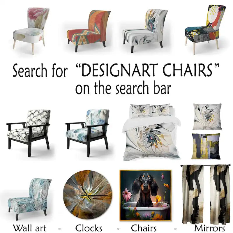 Designart 'White Stained Glass Floral' Upholstered Floral Accent Chair
