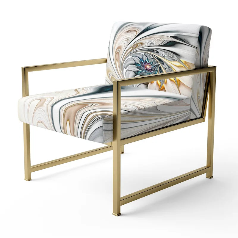 Designart 'White Stained Glass Floral' Upholstered Floral Accent Chair