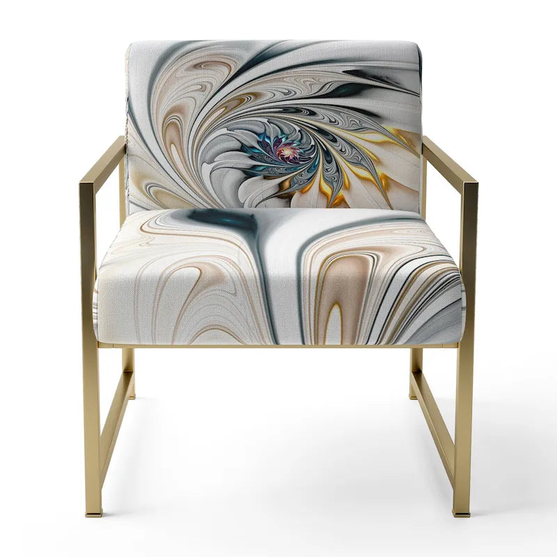 Designart 'White Stained Glass Floral' Upholstered Floral Accent Chair
