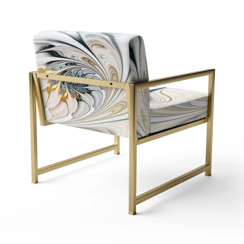 Designart 'White Stained Glass Floral' Upholstered Floral Accent Chair