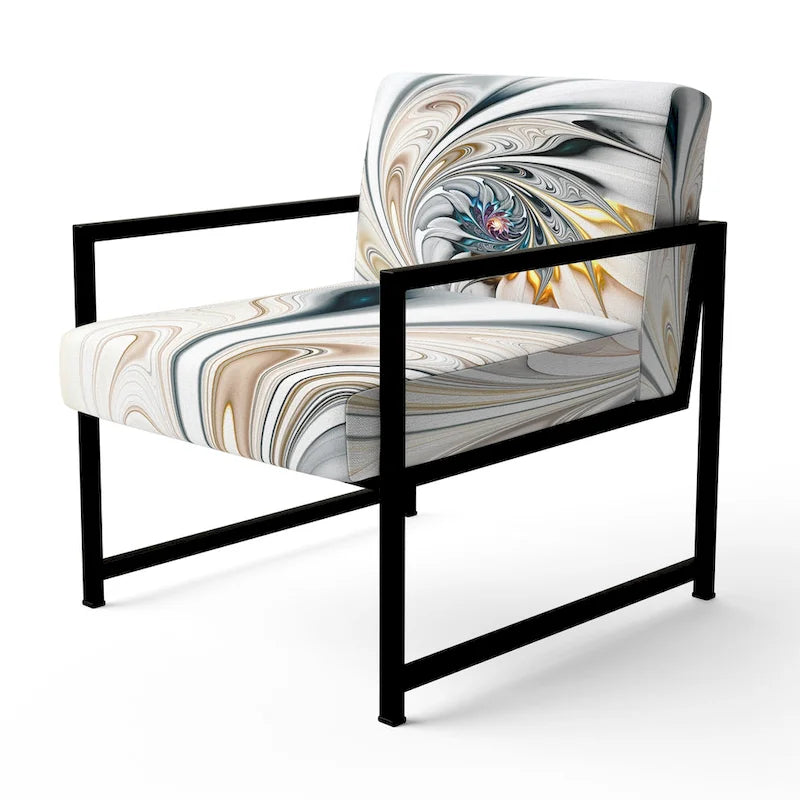 Designart 'White Stained Glass Floral' Upholstered Floral Accent Chair