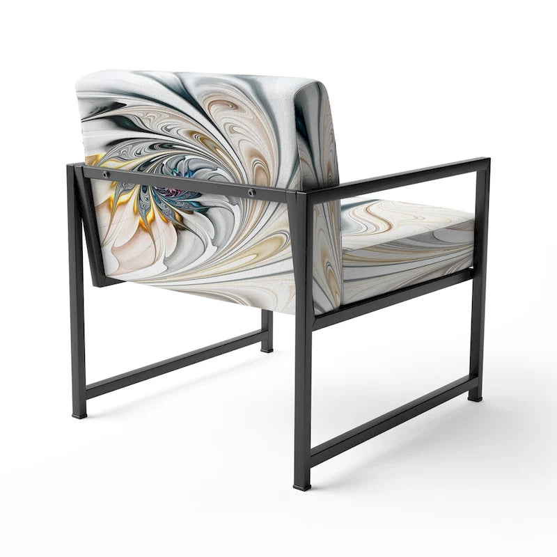 Designart 'White Stained Glass Floral' Upholstered Floral Accent Chair