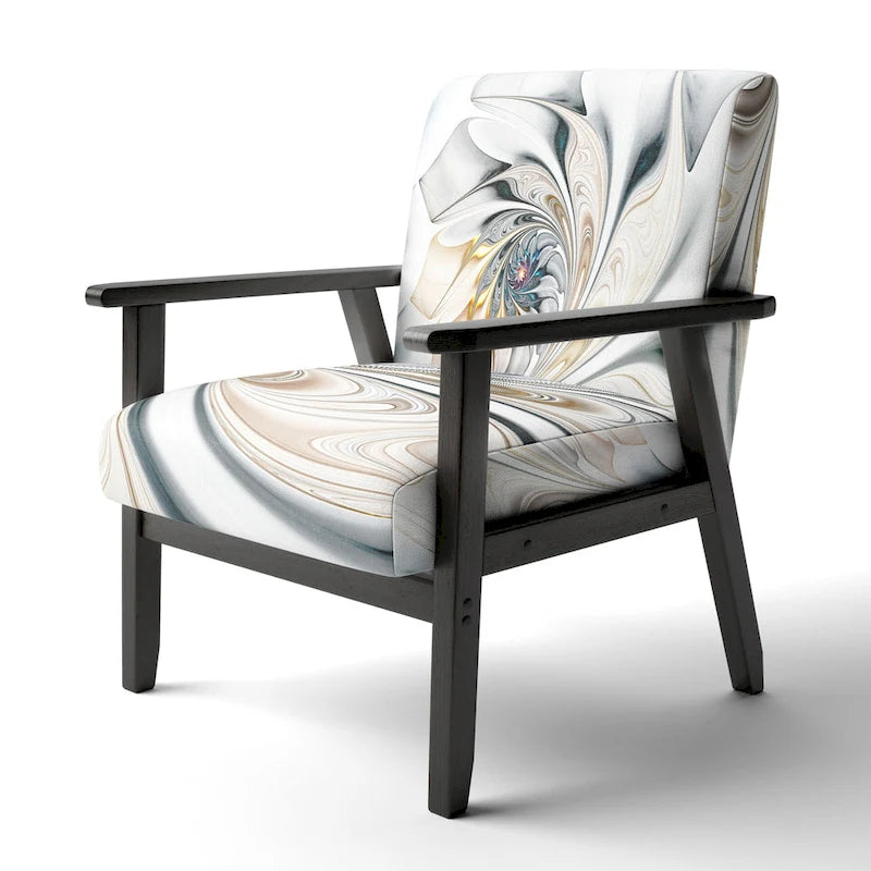 Designart 'White Stained Glass Floral' Upholstered Floral Accent Chair