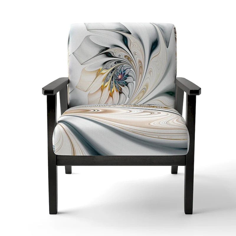 Designart 'White Stained Glass Floral' Upholstered Floral Accent Chair