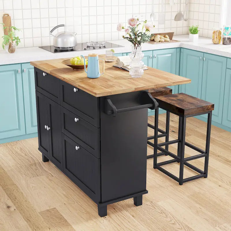 Set tavolo da cucina stile rustico con anta a ribalta
