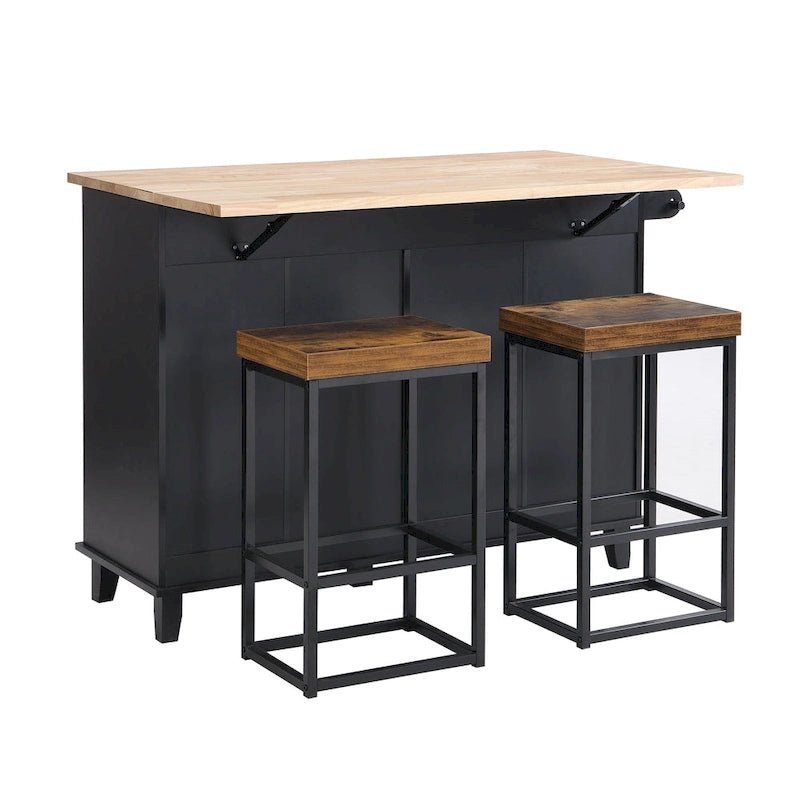 Set tavolo da cucina stile rustico con anta a ribalta