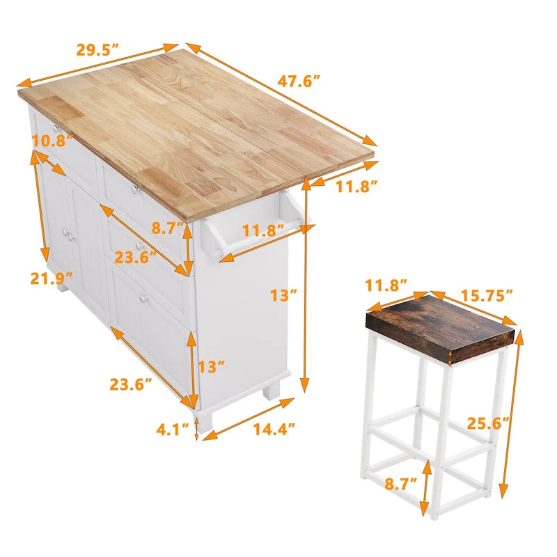 Set tavolo da cucina stile rustico con anta a ribalta