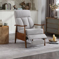 HOMEFUN Linen/Leather/Microsuede Upholstered Wood Frame Adjustable Recliner Lounge Armchair