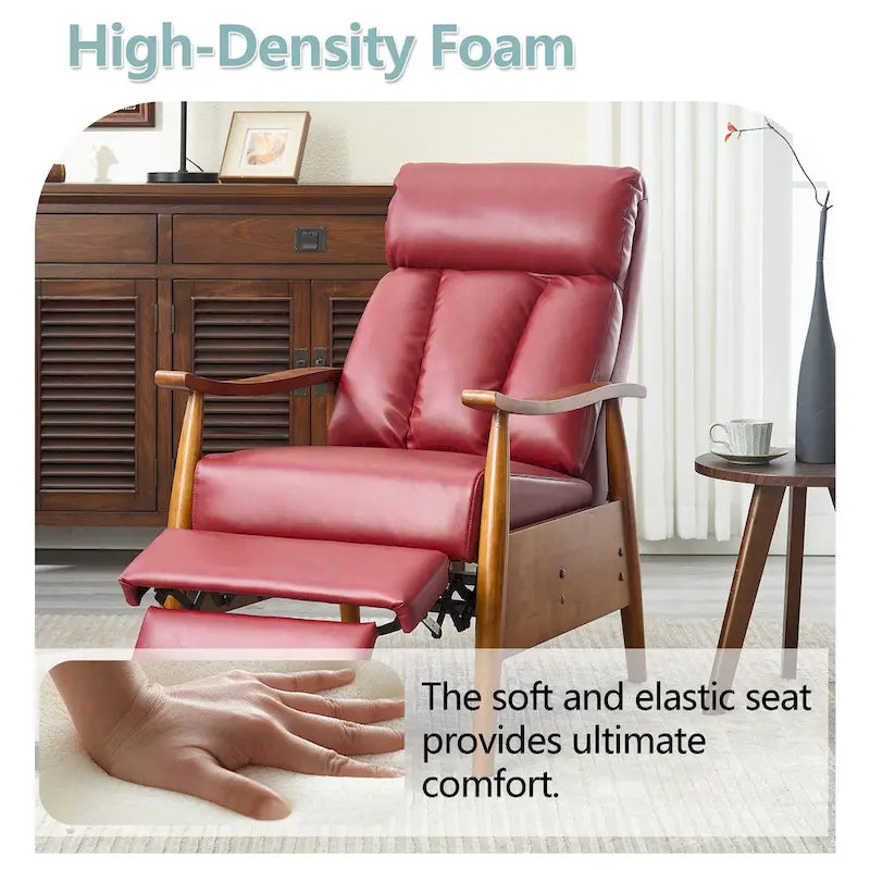 HOMEFUN Linen/Leather/Microsuede Upholstered Wood Frame Adjustable Recliner Lounge Armchair