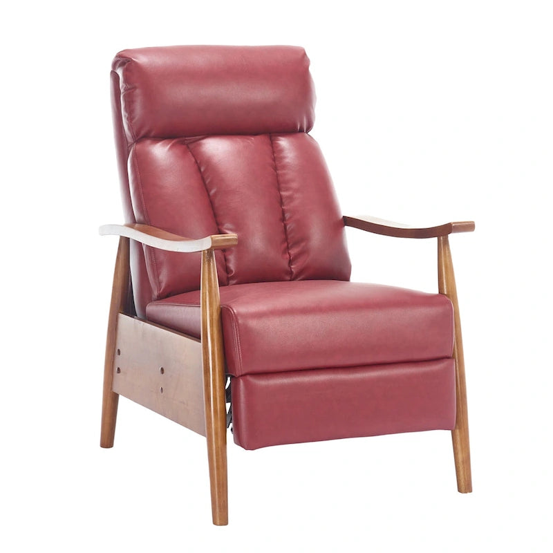 HOMEFUN Linen/Leather/Microsuede Upholstered Wood Frame Adjustable Recliner Lounge Armchair