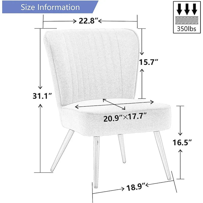 Set di 2 Poltrone Senza Braccioli, Sedie da salotto, poltrone moderne per camera da letto