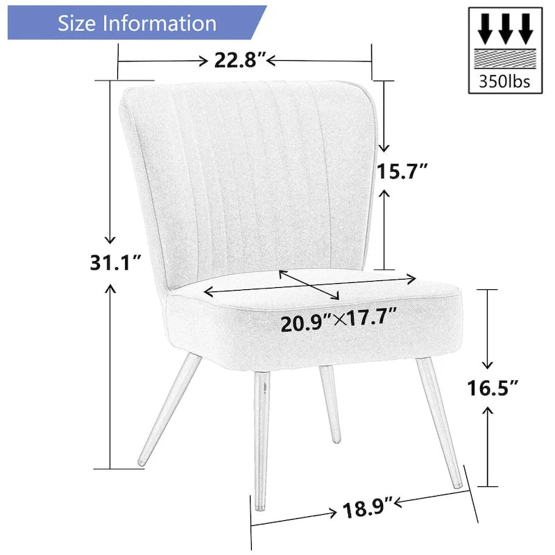 Set di 2 Poltrone Senza Braccioli, Sedie da salotto, poltrone moderne per camera da letto