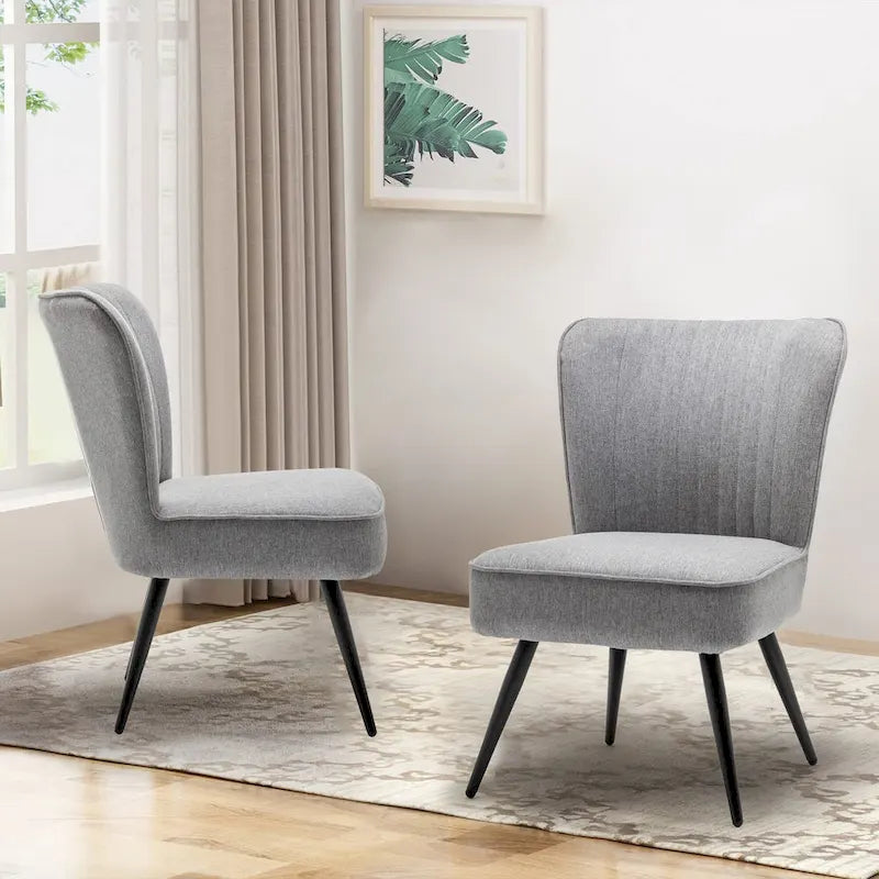 Set di 2 Poltrone Senza Braccioli, Sedie da salotto, poltrone moderne per camera da letto