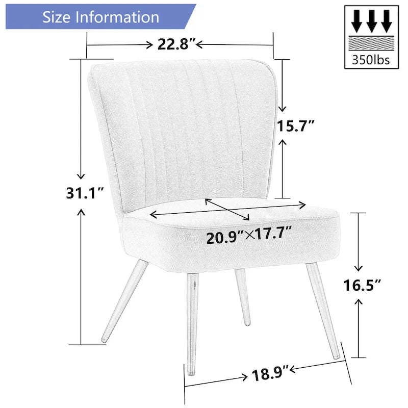 Set di 2 Poltrone Senza Braccioli, Sedie da salotto, poltrone moderne per camera da letto