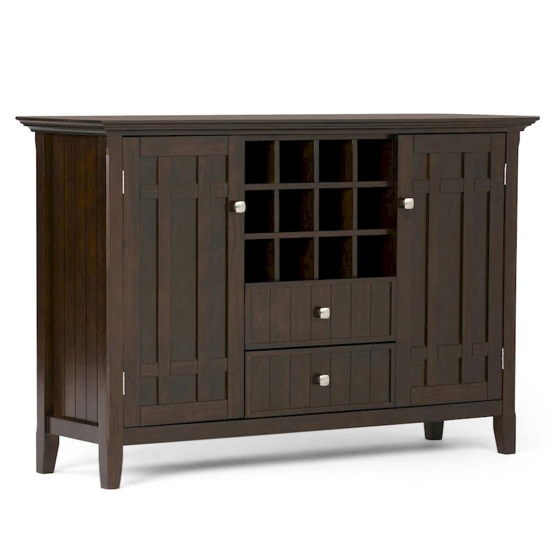 WYNDENHALL Freemont SOLID WOOD 54 inch Wide Transitional Sideboard Buffet and Wine Rack - 54 W x 17 D x 36 H