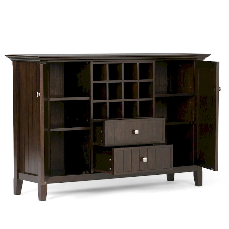WYNDENHALL Freemont SOLID WOOD 54 inch Wide Transitional Sideboard Buffet and Wine Rack - 54 W x 17 D x 36 H