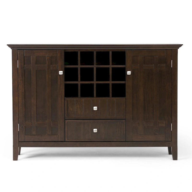 WYNDENHALL Freemont SOLID WOOD 54 inch Wide Transitional Sideboard Buffet and Wine Rack - 54 W x 17 D x 36 H